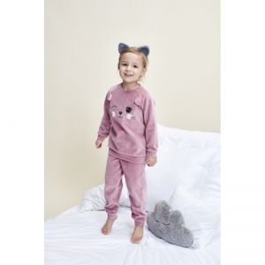 Girls velours lounge set ls Light mauve