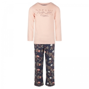 Girls home wear set ls pink + aop + in