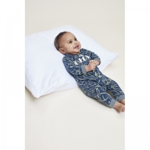 Baby Jumpsuit ls Indigo + aop