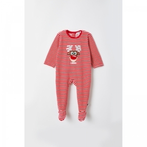 Babypyjama velours,Woody kerst 966 wit-rood ge