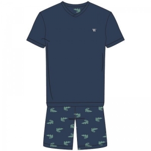 Herenpyjama, korte mouwen 874 marine blau