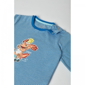 Babypyjama, lange mouwen 980 wit-blauw g