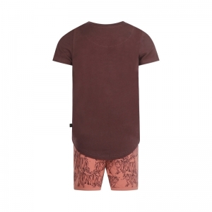 Girls set shorts ss Brown+blushed t