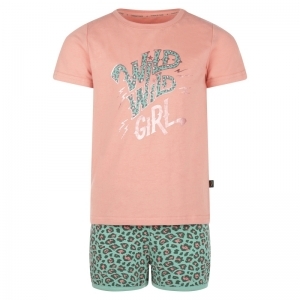 Girls set shorts ss Pink+green