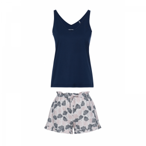 Dames pyjama: topje + shortje 895 donkerblauw