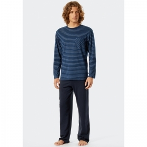 Herenpyjama, lange mouwen 800 blauw