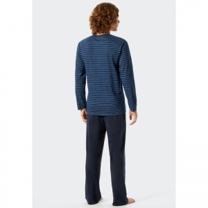 Herenpyjama, lange mouwen 800 blauw