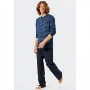 Herenpyjama, lange mouwen 800 blauw