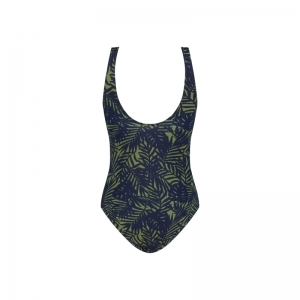 Pool swimsuit soft cup palm leaves