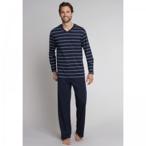 Herenpyjama, lange mouwen 803 donkerblauw