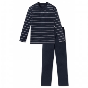 Herenpyjama, lange mouwen 803 donkerblauw