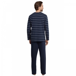 Herenpyjama, lange mouwen 803 donkerblauw