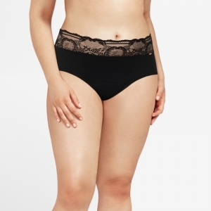 Period Panties -Hoge slip Lace 011 Black