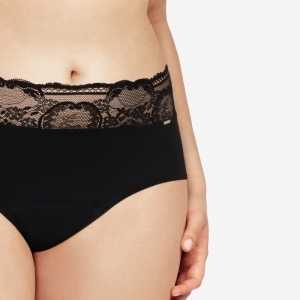 Period Panties -Hoge slip Lace 011 Black