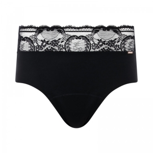 Period Panties -Hoge slip Lace 011 Black