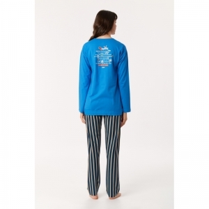 Dames pyjama, lange mouwen 832 blauw