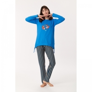 Dames pyjama, lange mouwen 832 blauw