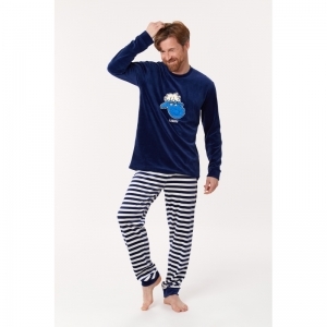 Herenpyjama in velours 869 donkerblauw