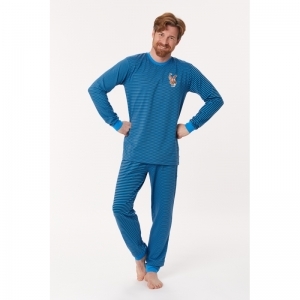 Heren pyjama, lange mouwen 920 blauw-donke