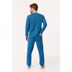 Heren pyjama, lange mouwen 920 blauw-donke