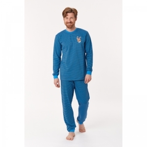 Heren pyjama, lange mouwen 920 blauw-donke