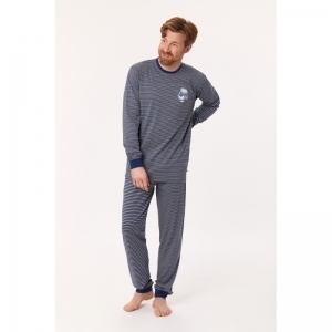 Heren pyjama, lange mouwen 929 donkerblauw