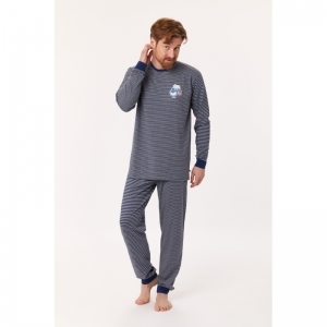 Heren pyjama, lange mouwen 929 donkerblauw