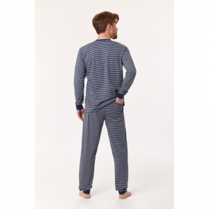 Heren pyjama, lange mouwen 929 donkerblauw