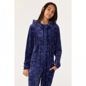 Onesie in velours 973 donkerblauw