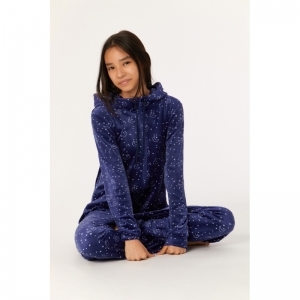 Onesie in velours 973 donkerblauw