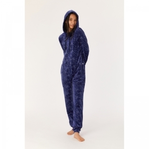 Onesie in velours 973 donkerblauw