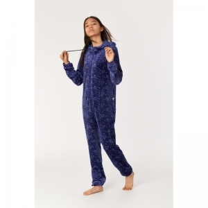 Onesie in velours 973 donkerblauw