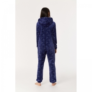 Onesie in velours 973 donkerblauw