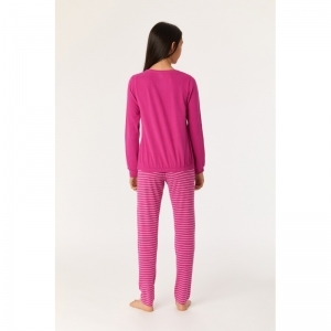 Meisjespyjama, lange mouwen 467 fuchsia