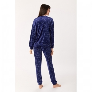 Damespyjama, velours 973 donkerblauw