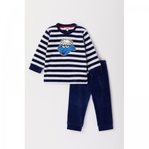 Baby jongenspyjama, velours 928 donkerblauw