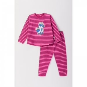 Baby meisjespyjama, lange mouw 926 fuchsia-wit