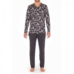 Herenpyjama - Tambo P004 black prin