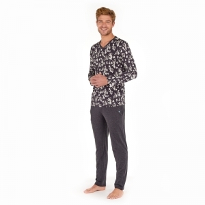 Herenpyjama - Tambo P004 black prin