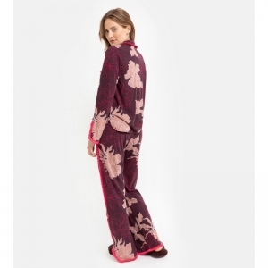 Dames pyjama, doorknoop 986 bordeaux bl