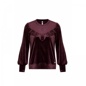 Dames homewear in velours 333 bordeaux