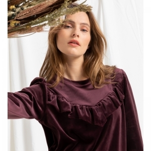 Dames homewear in velours 333 bordeaux