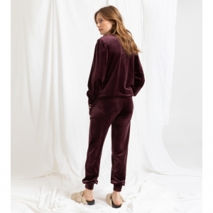 Dames homewear in velours 333 bordeaux