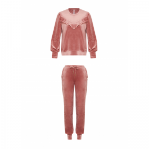 Dames homewear in velours 456 oudroze