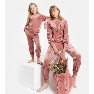 Dames homewear in velours 456 oudroze