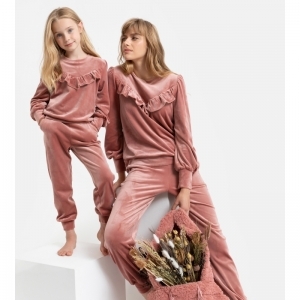 Dames homewear in velours 456 oudroze