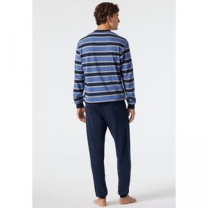 Herenpyjama, lange mouwen 816 jeansblau