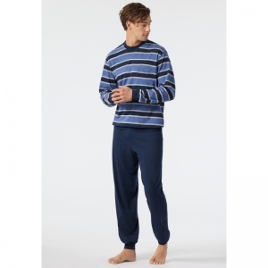 Herenpyjama, lange mouwen 816 jeansblau