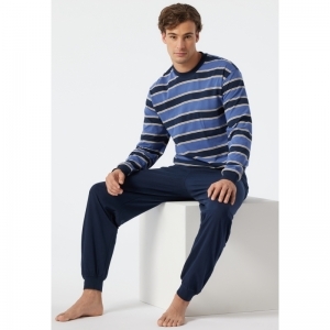 Herenpyjama, lange mouwen 816 jeansblau