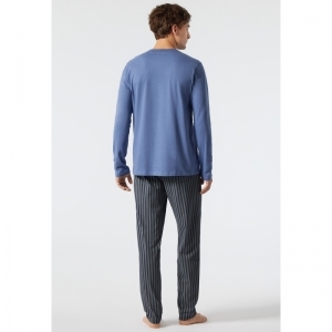 Herenpyjama, lange mouwen 816 jeansblau